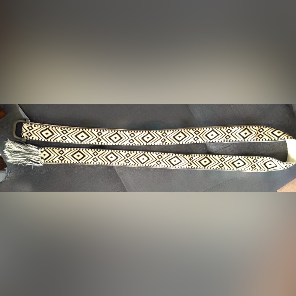 Free People Black + Ivory + Mustard CARAVAN TEXTILE WRAP BELT One Size - Picture 3 of 4